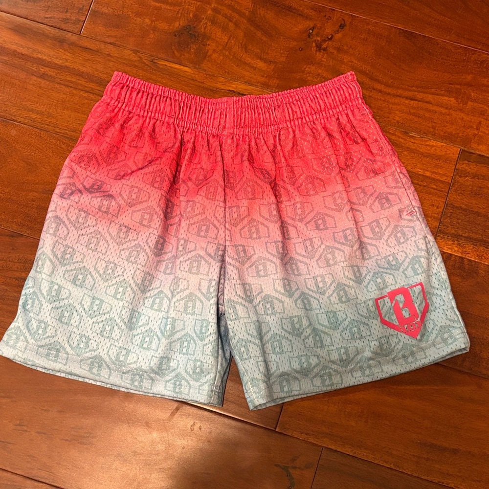 Baseball Lifestyle 101 Shorts Youth Small Watermelon Pink Fade Blue Cotton Candy